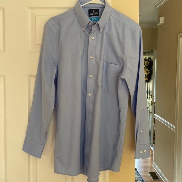 Nwot Stafford men’s blue long sleeve coolmax dress shirt slim fit - Picture 1 of 3